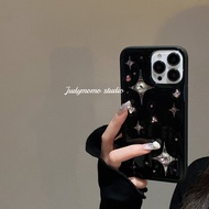 Ốp Lưng Điện Thoại Silicon Chống Rơi Bling Black Diamond Star Y2k Girl Soft Shell Tương Thích Với Ap