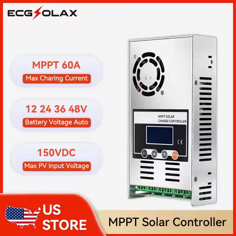 ECGSOLAX 60A MPPT Solar Charge Controller 12V 24V 36V 48V Battery Charging Controller 60A Solar Cont