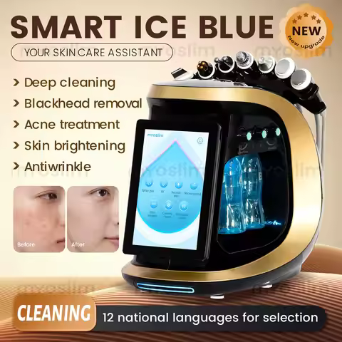 New Water Dermabrasion Oxygen Ice Blue Smart Jet Aqua Peel Small Bubble Skin Cleansing Device Facial