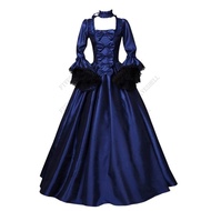 Plus Size 5XL Steampunk Vintage Women Medieval Dress Gothic Lady Vampire Lace Sleeve Halloween Costu