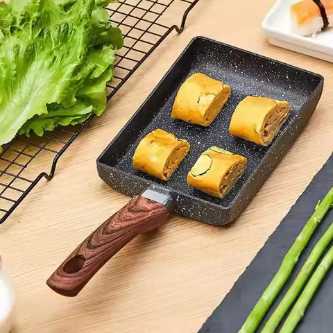 Pot Square Frying Pan Flat Bottom Mini Egg Cooker Non-stick Fried Cooking Griddle Breakfast Pan Egg 