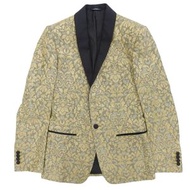 杜嘉班納 (DOLCE & GABBANA) MARTINI 真絲混紡提花印花修身西裝外套，黑色和金色相間，尺寸 44，成色極佳。正品，義大利製。男款。