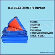 WATERPROOF BLUE ORANGE CANVAS PE SHEET CANVAS TARPAULIN WATERPROOF KANVAS KHEMAH PASAR KOLAM LORI AT