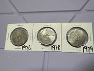 （十角形伍圓一套）香港硬幣英女王伊利沙伯 1976，1978 & 1979 年五元 Government of Hong Kong Queen Elizabeth ll 1976，1978 & 197