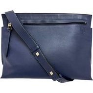 LOEWE T Messenger Bag, Men's, Navy Leather with Silver Hardware