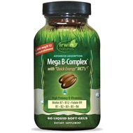 Irwin Naturals Mega B-Complex - 60 Liquid Softgels - Vitamin B Complex with Vitamin B12, Folate B9, 