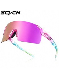 Scvcn1鏡片uv400防眩光自行車太陽眼鏡男女兩用,適用於自行車、摩托車、賽車、釣魚、露營、海灘和有風的環境,附帶眼鏡盒、布、袋、遠視眼鏡架和硅膠眼鏡繩