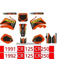 3M Sticker decals For CR125 CR250 GRAPHICS KIT HONDA CR125 CR250 1991 1992 MOTO Case Z50 Z50J Dirt P