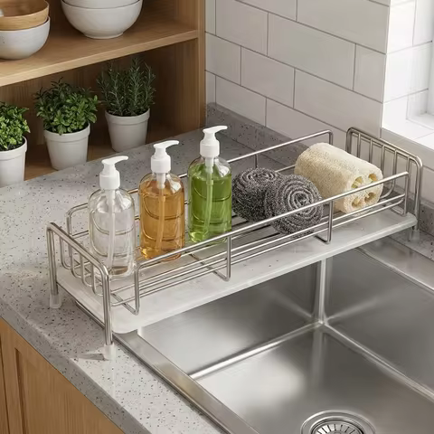 Stainless Steel Sink Drain Rack Large Capacity Moisture-proof Self-Draining Sink Shelf Waterproof Sp