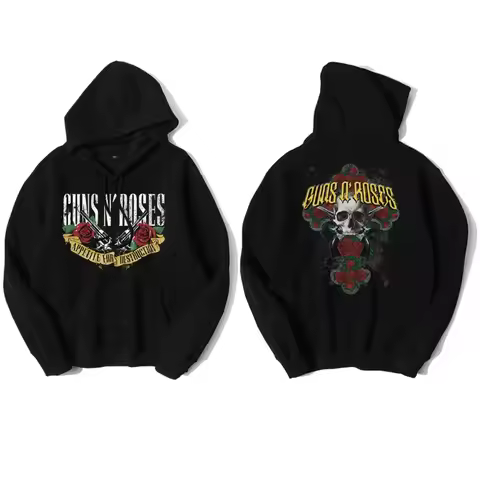 Guns N' Roses Hoodie Men's and Women's Long Sleeve Sweatshirt Retro Rock Band Pullover Oversize Tops