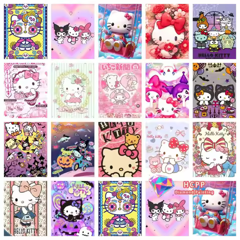 2026 Hello Kitty Cartoon Halloween Diamond Painting Kit Square Round Diamond 5D DIY Melody Mosaic Ha