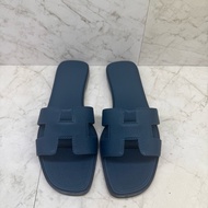 HERMES深綠色H拖鞋/36.5