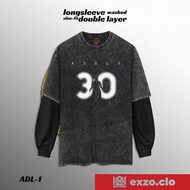 Exhaust.Clo Adele Long Sleeve Washed Skin-Fit Double Layer COTTON COMBED24S slimfit tshirt