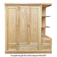 Tủ Quần Áo Gỗ Sồi Có Kệ Trang Trí 1m8 Tủ Quần Áo Gỗ Sồi 3 Cánh Có Kệ Góc