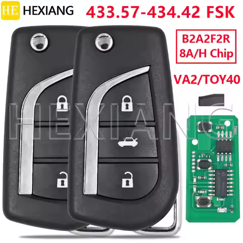 HE 8A Chip B2A2F2R 433.57-434.42 FSK VA2/TOY40 Blade Car Key Fob For Toyota Corolla Yaris Cross HV R
