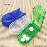 [Big Sale] CCS_Pill Cutter Splitter Half Storage Compartment Cover Box Medicine Tablet Holder