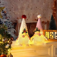【With Light] Multi Style Christmas Decorations with Lights Knitted Hats Glowing Dolls Rudolf Dolls C