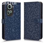 GFAITH Phone Case OPPO Reno 11F 5G Reno 11 Pro 2024 New Global Version Wave Point Frosted PU Leather Matte Wallet Flip Folding Stand With Hand Strap Cover Oppo Reno11Pro Reno11F