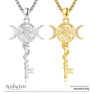 Audinceed Hecate's Key S925 Sterling Silver Moonstone Necklace, Witchtok Collection, Hekate Triple M