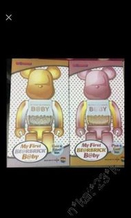 全新未開封 200% 超合金 Medicom Bearbrick 千秋 My First Baby B@by Pink & Gold Be@rbrick 1對