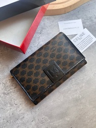Vintage Celine 黑花中夾中長錢包
