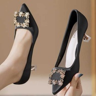 OFFICIAL GVN SHOES - WOMEN'S WEDDING PARTY HEELS 6 CM HIGH HEEL SLIP ON ELEGANT SQUARE SEQUIN MOTIF