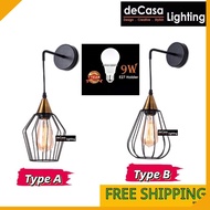 [SET WITH 9W LED BULB] Decasa Lighting Loft Retro Wall Light / Lampu Dinding / 壁灯 E27 Holder - Black