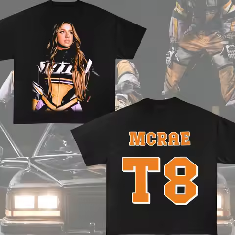 Tate McRae Jersey 2025 New SpringSummer Men's and Women's Sportswear T8 McRae Football Jersey V-Neck