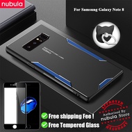 NUBULA For Samsung Galaxy Note 8 N950 Casing Free Tempered Glass Metal Aluminum Alloy CellPhone Samsung Galaxy Note8 Matte Back Case Anti-Scratch Cover Rind Stand Screen Cleaning Kit For Samsung Galaxy Note 8