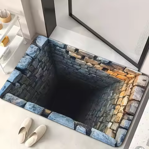 VIKAMA 3D Optical Illusion Rug Deep Well Design for Living Room & Bedroom Entrances Non-Slip Bathroo