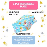 ✨ Baby Shark Kids Mask Adult Children Toddler Size ✨ Reusable 3 Ply Reversible Mask ✨ Christmas Gifts School ✨