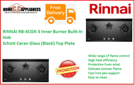 RINNAI RB-3CGN 3 Inner Burner Built-In Hob Schott Ceran Glass (Black) Top Plate / FREE EXPRESS DELIVERY