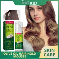 Eeelhoe Olive Oil Hair Hold Mousse Curly Hair Styling Moisturizing Care Long-lasting Anti Frizzy Mousse Foaming for Styling Hair Prevent Dryness Nourishing Elastin (60ml)
