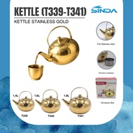 Gold Stainless Steel Kettle T339-T341 Available in 3 Capacity 1.4L 1.6L 1.8L Including Box and Full 