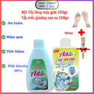 Combo Sấm Sét: Bột Tẩy Lồng Máy Giặt Ailla 300Gr & Tẩy Mốc Gioăng Cao Su Ailla 100Gr (Tặng găng tay