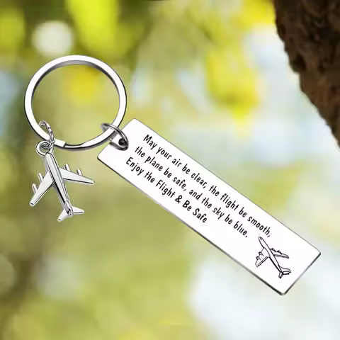 New Pilot Gift Flight Attendant Gift Fly Safe Keychain Pendant Traveling Gifts May Your Air Be Clear