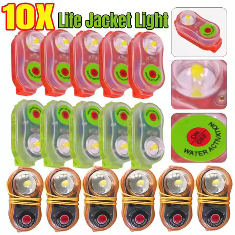 1-10pcs LED Lithium Life Jacket Lamp Conspicuous Attract Light Lamp Seawater Self-Lighting Light Lif