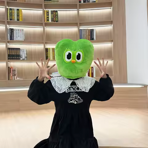 Duolingo Green Owl Headwear Hat Wearable Cute Cross Dressing Mask Headwear Hat Role Playing Party Ch