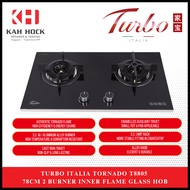 TURBO ITALIA TORNADO T8805 78CM 2 BURNER INNER FLAME GLASS HOB + 1 YEAR WARRANTY + FREE INSTALL