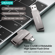 USAMS OTG 2 IN 1 Type C USB High Speed Flash Drives 16G 32GB 64GB 128GB 256G Pendrive USB Key For Ph