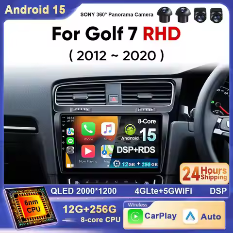 For VW Golf 7 MK7 RHD 2012 2013 2015 2017 Android 15 car play 2K radio GPS Navigation HeadUnit Carpl