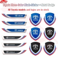 4pcs Toyota 3 Colors 3D Metal Body Stickers Fenders Side Label Stickers Window Stickers Car Interior Accessories for Hilux Innova Corolla Cross Rush Calya Yaris Vios Avanza