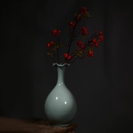 Ru Kiln Vase Flower Mouth Jade Pot Spring Antique Chinese Style Living Room TV Cabinet Flower Arrang