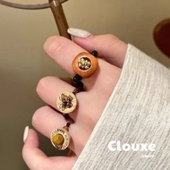 [Clouxe+3 Butterfly Sparkling Wooden Marble Ring Simple and Smooth Design Elastic Multipurpose Geome