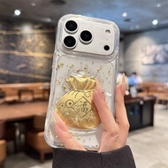 3D Lucky Fortune Bag Glitter Sequin Transparent Phone Case For iPhone 17Promax 17Pro 16Promax 11 12 