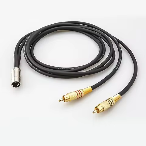 HIFI 5 Pin DIN male to 2 RCA male Black Audio Phono Cable for Bang & Olufsen Naim, Quad cable Stereo