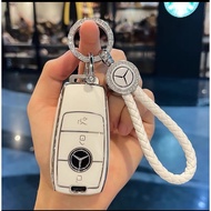 Mercedes GLC C200 E200 C250 350 450 300 TPU Silver Trim Key Cover and Key Cover Key Case