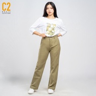 C2 Zeshan Green Straight Cut Jeans Wanita