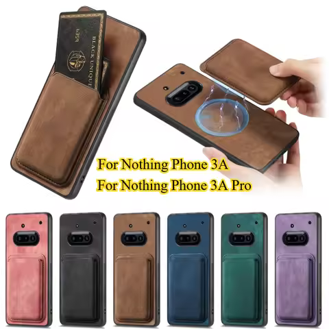 For Magsafe Leather Case for Nothing Phone 3A Pro 3 A Magnetic Detachable 2 in 1 Wallet Card Pocket 