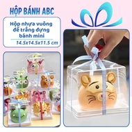 10 square plastic boxes with white base for mini cakes, bento cakes, and jelly cakes that fit small 